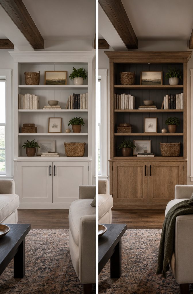Bookshelf with doors featuring contemporary, traditional, and farmhouse designs.