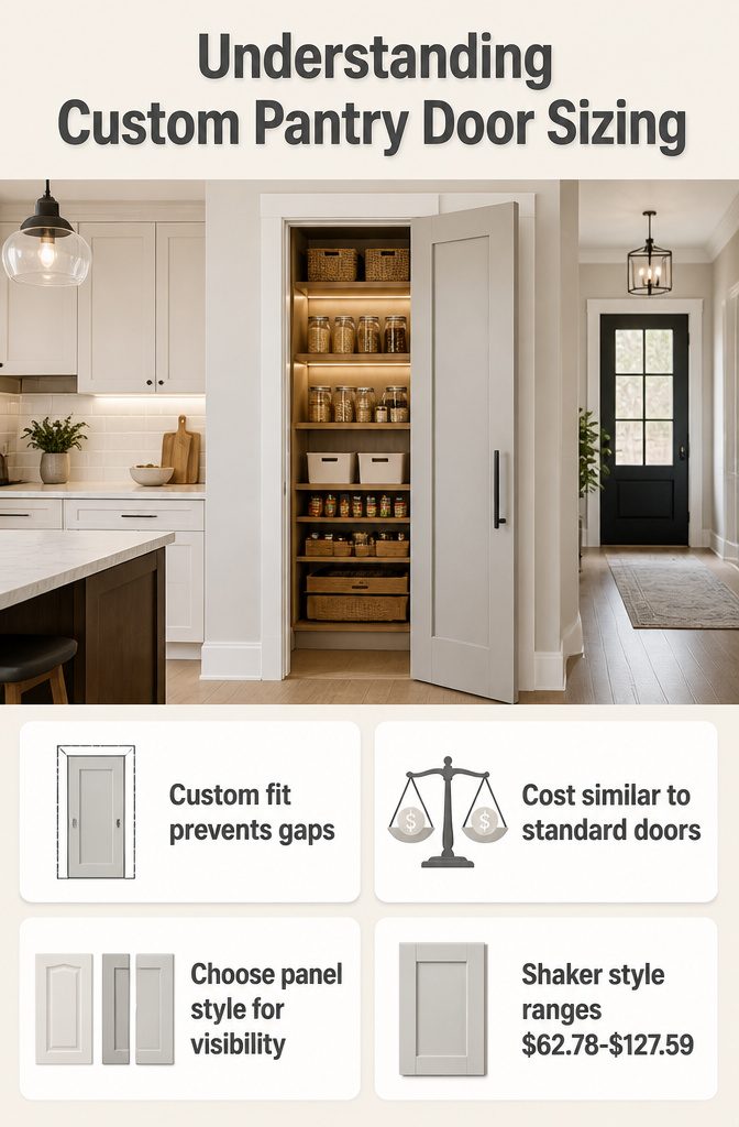 Information image about custom pantry door sizing options.