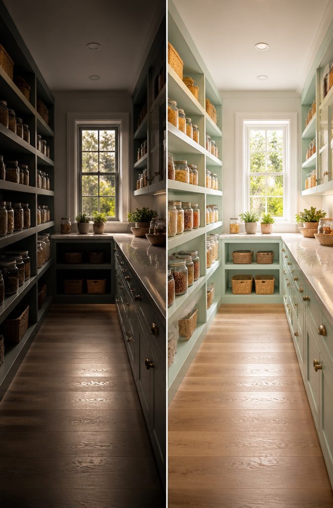 Light bulbs showing the color temperature range suitable for pantry lighting.