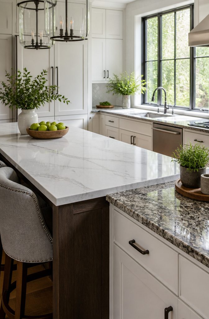 Beautiful kitchen with quartz and granite countertops, highlighting resale appeal.