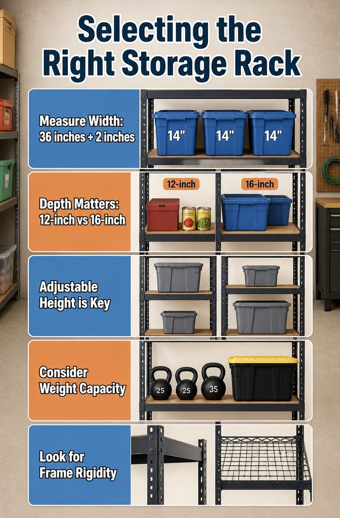 An image illustrating how to select the right storage rack dimensions.