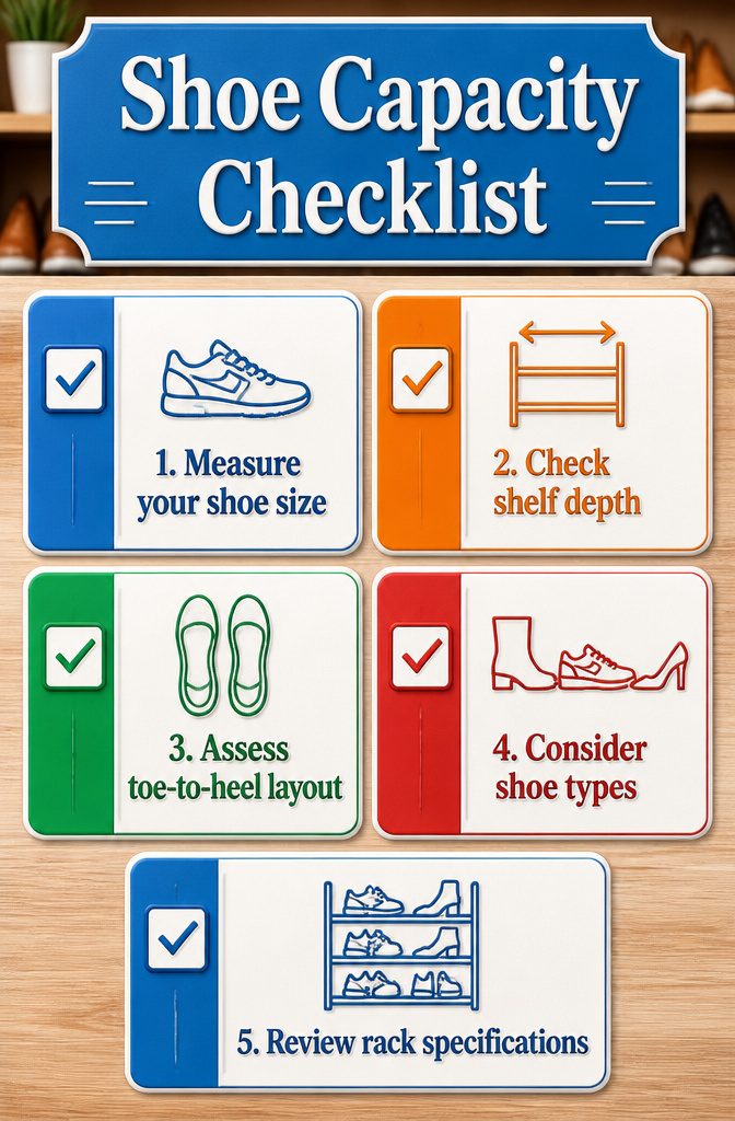 Shoe capacity checklist with different shoe sizes displayed.