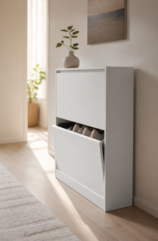 IKEA Bissa shoe cabinet with a clean front and minimal design.